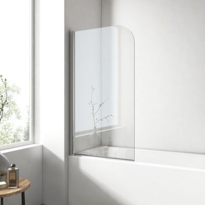 EMKE Pare de baignoire en 6 mm verre securit Paroi de douche pour baignoire 70 x 140 cm Revêtement Nano facile à nettoyer