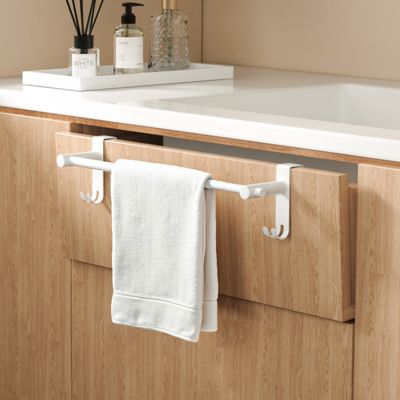 EMKE Porte-Serviettes Télescopique SUS201, 100x100x630mm, Finition Blanche, Distance Ajustable 400-635mm