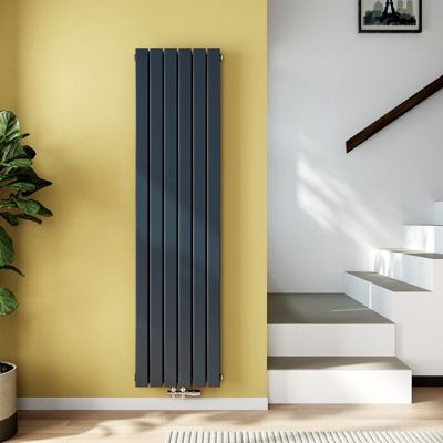 EMKE Radiateur eau chaude en acier Tube Plat Radiateur Mural Anthracite 180x46cm 1670W Double Couche