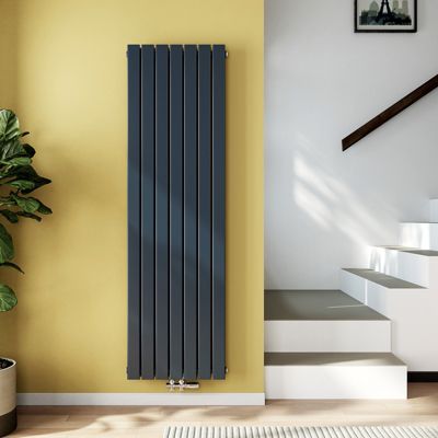 EMKE Radiateur eau chaude en acier Tube Plat Radiateur Mural Anthracite 180x54cm 1949W Double Couche