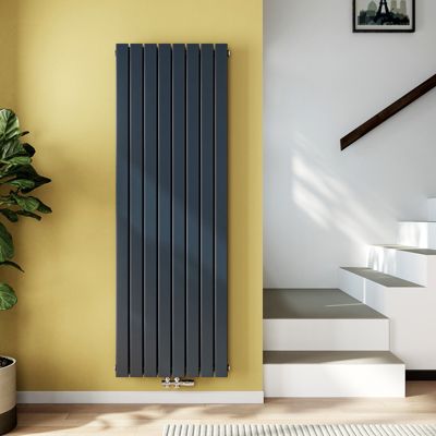 EMKE Radiateur eau chaude en acier Tube Plat Radiateur Mural Anthracite 180x62cm 2227W Double Couche
