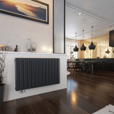 EMKE Radiateur eau chaude en acier Tube Plat Radiateur Mural Anthracite 63x101cm 1343W Double Couche