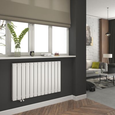 EMKE Radiateur eau chaude en acier Tube Plat Radiateur Mural Blanc 63x101cm 1343W Double Couche