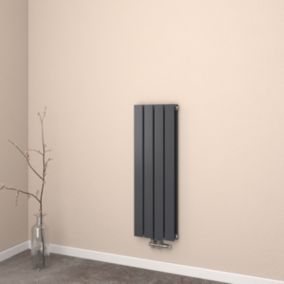 EMKE Radiateur eau chaude en acier Tube Plat Radiateur Mural Noir 90x30cm 446W Double Couche