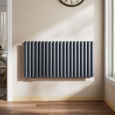 EMKE Radiateur eau chaude en acier Tube Rond Radiateur Mural Anthracite 60x120cm 1828W Double Couche
