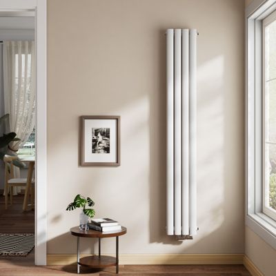 EMKE Radiateur eau chaude en acier Tube Rond Radiateur Mural Blanc 160x24cm 623W Double Couche