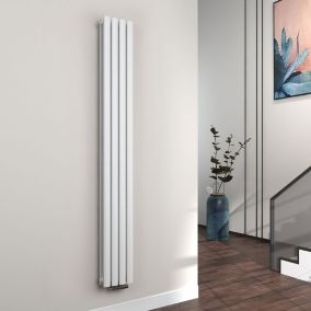 EMKE Radiateur eau chaude en acier Tube Rond Radiateur Mural Blanc 180x24cm 678W Double Couche
