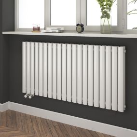 EMKE Radiateur eau chaude en acier Tube Rond Radiateur Mural Blanc 60x120cm 1828W Double Couche