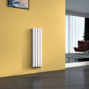 EMKE Radiateur eau chaude en acier Tube Rond Radiateur Mural Blanc 90x24cm 373W Double Couche