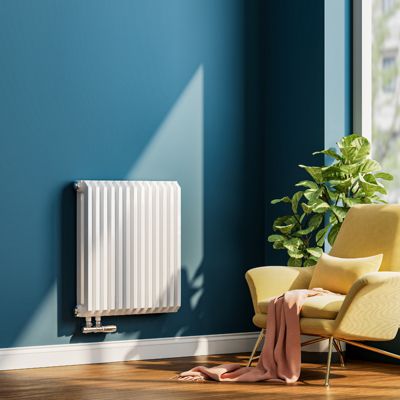 EMKE Radiateur eau chaude horizontal en acier 60 x 59,4 cm 969 W, Le design Chauffage central blanc, Double Couche