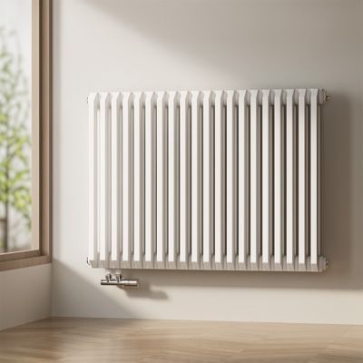 EMKE Radiateur eau chaude horizontal en acier 60 x 84 cm 1383 W, Le design Chauffage central blanc, Double Couche