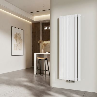 EMKE Radiateur à Eau Chaude, Radiateur plat seule couche connexion centrale, Montage mural vertical design, Blanc 160x54cm, 991W