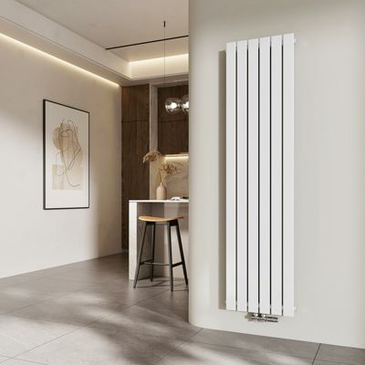 EMKE Radiateur à Eau Chaude, Radiateur plat seule couche connexion centrale, Montage mural vertical design, Blanc 180x46cm, 948W