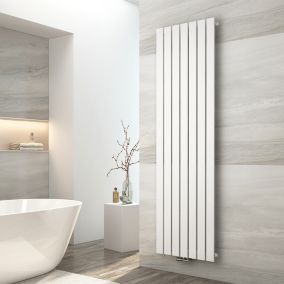 EMKE Radiateur à Eau Chaude, Radiateur plat seule couche connexion centrale, Montage mural vertical design, Blanc 180x53cm