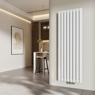 EMKE Radiateur à Eau Chaude, Radiateur plat seule couche connexion centrale, Montage mural vertical design, Blanc 180x62cm, 1265W