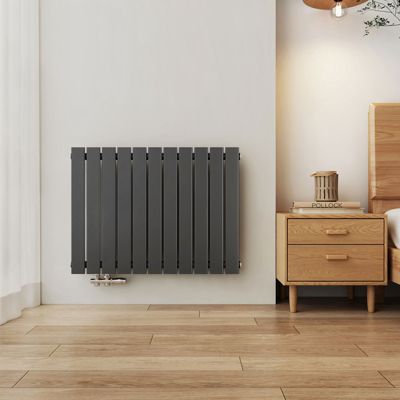 EMKE Radiateur à Eau Chaude, Radiateur plat seule couche connexion latérale, vertical design, Anthracite 63x85cm, 618W