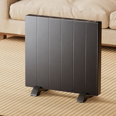 EMKE Radiateur électrique 1000W en aluminium, WiFi Alexa/Google, écran LCD, mural ou autonome, modes Eco/Confort/Frost, gris