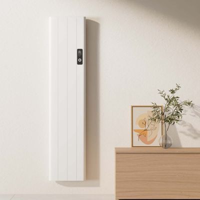 EMKE Radiateur électrique incurvé 1000W en aluminium, WiFi Alexa/Google, écran LCD programmable, mural, blanc