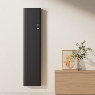 EMKE Radiateur électrique incurvé 1000W en aluminium, WiFi Alexa/Google, écran LCD programmable, mural, gris anthracite