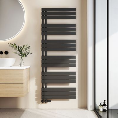 EMKE Radiateur Sèche-Serviettes à Eau Chaude Flat Panel - Noir Mat 160x60 cm - 958W