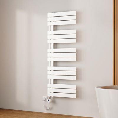 EMKE Radiateur Sèche-Serviettes Électrique 1320x500 mm, Blanc 800W, WiFi, Modes Intelligents, Détection Fenêtre