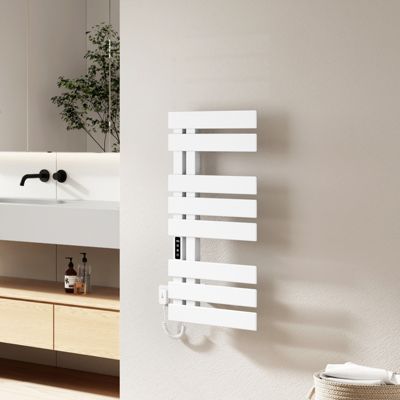 EMKE Radiateur sèche-serviettes électrique salle de bain avec thermostat, 85x40 cm, 285W, blanc brillant