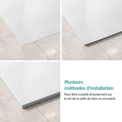 EMKE Receveur de douche receveur de douche plat antidérapant SMC receveur de douche à découper, 120x90cm, Blanc