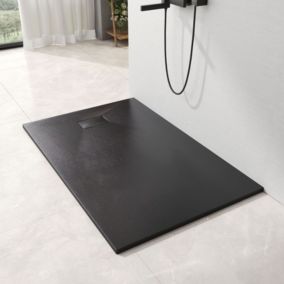 EMKE Receveur de douche receveur de douche plat antidérapant SMC receveur de douche à découper, 140x90cm, Noire