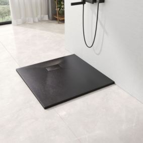 EMKE Receveur de douche receveur de douche plat antidérapant SMC receveur de douche à découper, 90x90cm, Noire