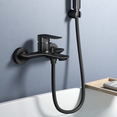 EMKE Robinet bain et douche noir mat, Mitigeur mural 21.2x18.3 cm, robinet salle de bain levier unique