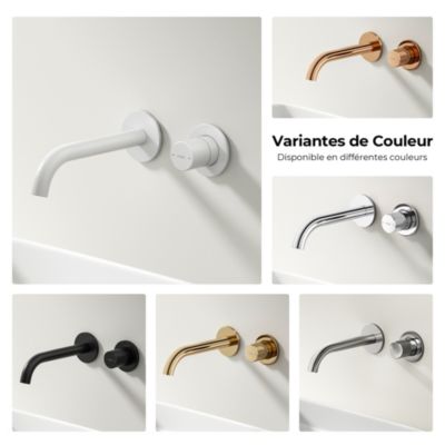 EMKE Robinet de Salle de Bain Modulaire,281x140x65mm,Corps en Laiton, Blanc Mat, Mitigeur de lavabo mural, Cartouche en Céramique