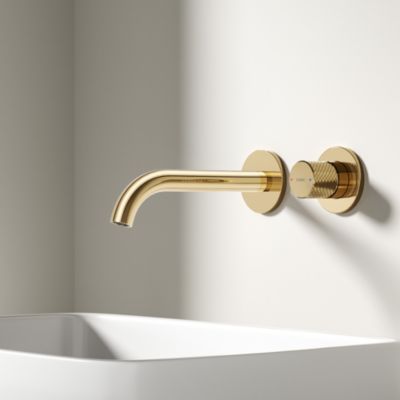 EMKE Robinet de Salle de Bain Modulaire,281x140x65mm,Corps en Laiton, Or Champagne,Mitigeur de lavabo mural,Cartouche en Céramique