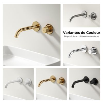 EMKE Robinet de Salle de Bain Modulaire,281x140x65mm,Corps en Laiton, Or Champagne,Mitigeur de lavabo mural,Cartouche en Céramique