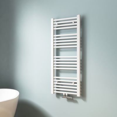 EMKE Sèche-serviette eau chaude, Radiateur sèche-serviettes raccordement central Blanc 100x40cm 356Watts