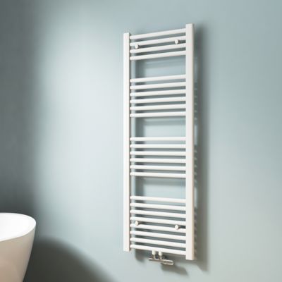 EMKE Sèche-serviette eau chaude, Radiateur sèche-serviettes raccordement central Blanc 120x40cm 427Watts