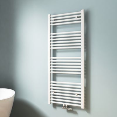 EMKE Sèche-serviette eau chaude, Radiateur sèche-serviettes raccordement central Blanc 120x50cm 513Watts