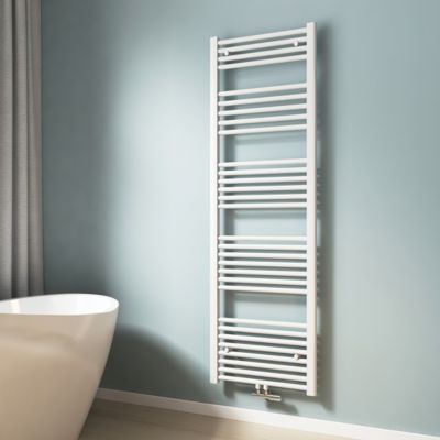 EMKE Sèche-serviette eau chaude, Radiateur sèche-serviettes raccordement central Blanc 160x50cm 654Watts
