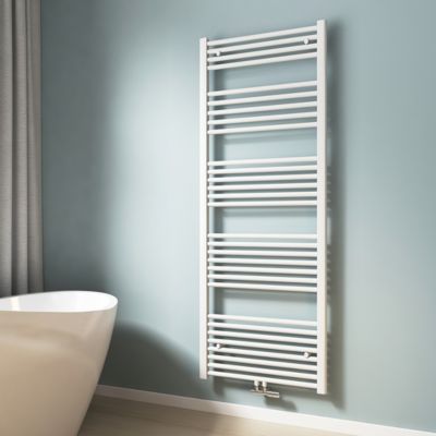 EMKE Sèche-serviette eau chaude, Radiateur sèche-serviettes raccordement central Blanc 160x60cm 761Watts