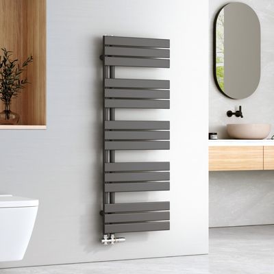 EMKE Sèche-serviettes à Eau Chaude Panneau Plat, Sèche-serviettes connexion latérale pour, Anthracite 1320x500mm 695Watts
