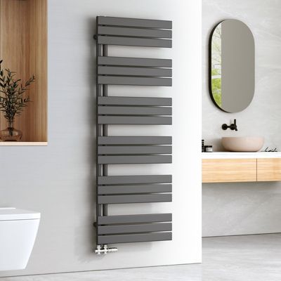 EMKE Sèche-serviettes à Eau Chaude Panneau Plat, Sèche-serviettes connexion latérale pour, Anthracite 1599x600mm 1005Watts