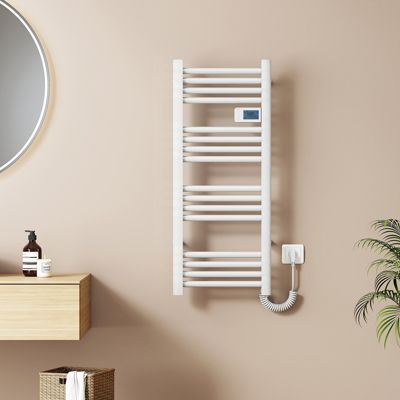 EMKE Sèche-Serviettes Électrique 960 x 400 mm,Porte-serviettes de salle de bain  avec interrupteur tactile et minuterie,Blanc,300W