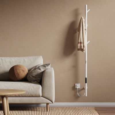 EMKE Sèche-serviettes électrique WiFi Pure, blanc brillant, 150 x 12,5 cm, température réglable, minuterie