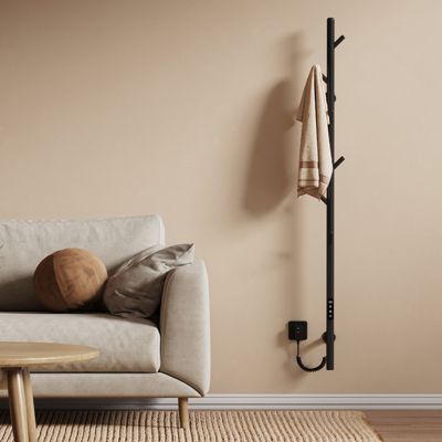 EMKE Sèche-serviettes électrique WiFi Pure, noir givré, 150 x 12,5 cm, température réglable, minuterie