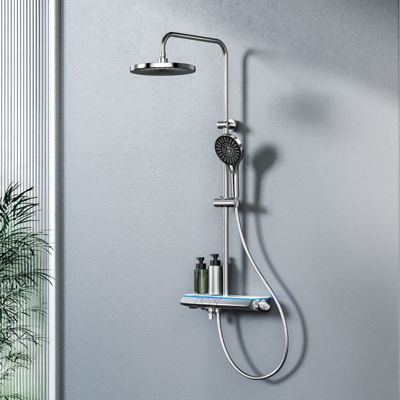 EMKE Système de Douche avec Thermostat, Chrome, Éclairage LED, Douche à ...