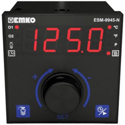 Emko ESM-9945-N régulateur de température PID universel - 96x96 mm, entrées thermocouple/Pt100, sorties relais 5 A, IP65 façade.