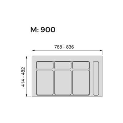 Emuca Base pour tiroirs de cuisine Recycle, 3 compartiments, module ...