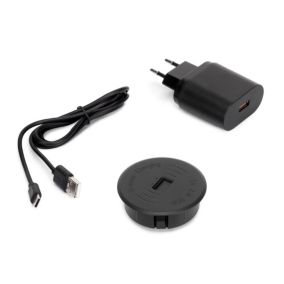 Emuca Chargeur de surface sans fil pour mobile Airtop 2 avec USB-A, D60mm, 5V DC / 2.1A (USB-10W/Qi-10W), Plastique noir