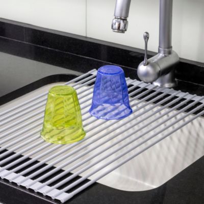 Emuca Egouttoir flexible et enroulable en silicone, acier et plastique, gris