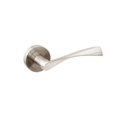 Emuca Jeu de Garniture intérieure de poignée de porte Twist, avec rosace D.50mm, Aluminium, Nickel satiné