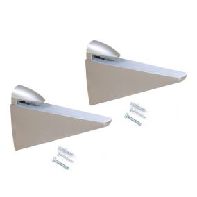 Emuca Jeu de supports pour tablette en bois ou en verre Halcon, Plastique et Zamak, Laqué nickel mat